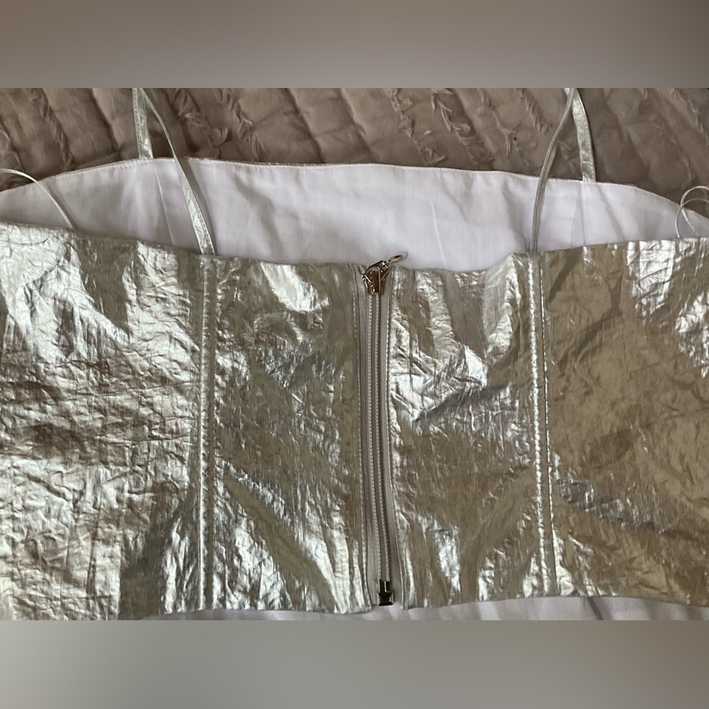 Zara Silver Metallic Women's Top, New, Small - Picture 7 of 9
